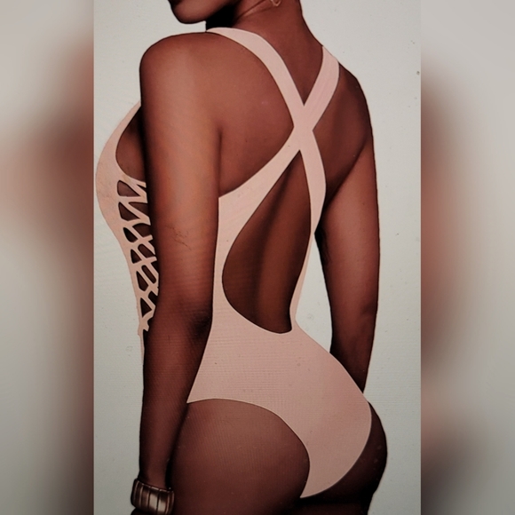 NWT STRAPPY LACE UP CUT OUT FLIRTY SEXY ONE PIECE SWIM BATHING SUIT LARGE - Picture 3 of 10